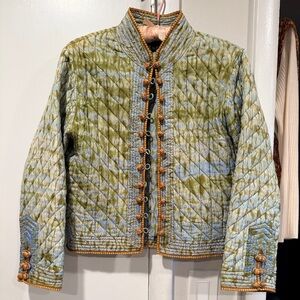 Xi Ling Shi 100% Silk Haute Couture Jacket Blue green brown Size medium